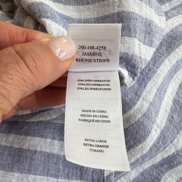 Rails Jasmine Dress Linen/Rayon Blue White Stripe Size XL - Picture 11 of 12